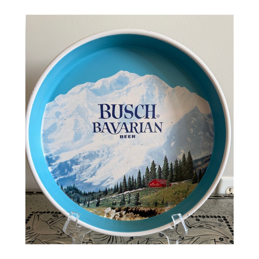 Vintage‎ 1960's Metal Busch Bavarian Bar Tray 13" Anheuser Busch
